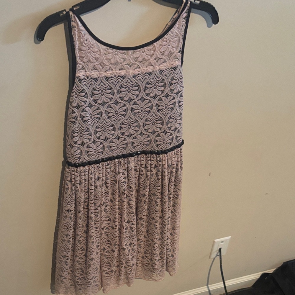 Xtraordinary Pink Lace Dress with Black Trim